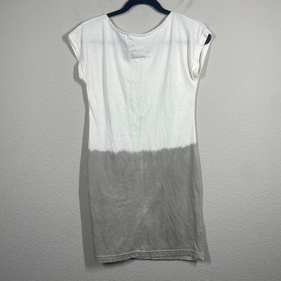 Tonlé XS T-Shirt Mini Dress White Tan Colorblock Cotton Crew Neck Short Sleeves - Picture 2 of 12